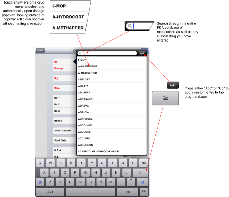 Rx Medication Selection Popover Help