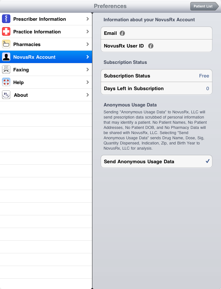Preferences Screen
