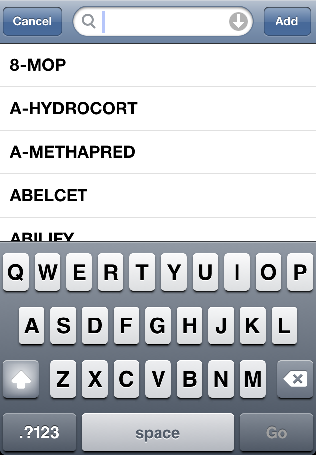 Selecting an Rx on the iPhone